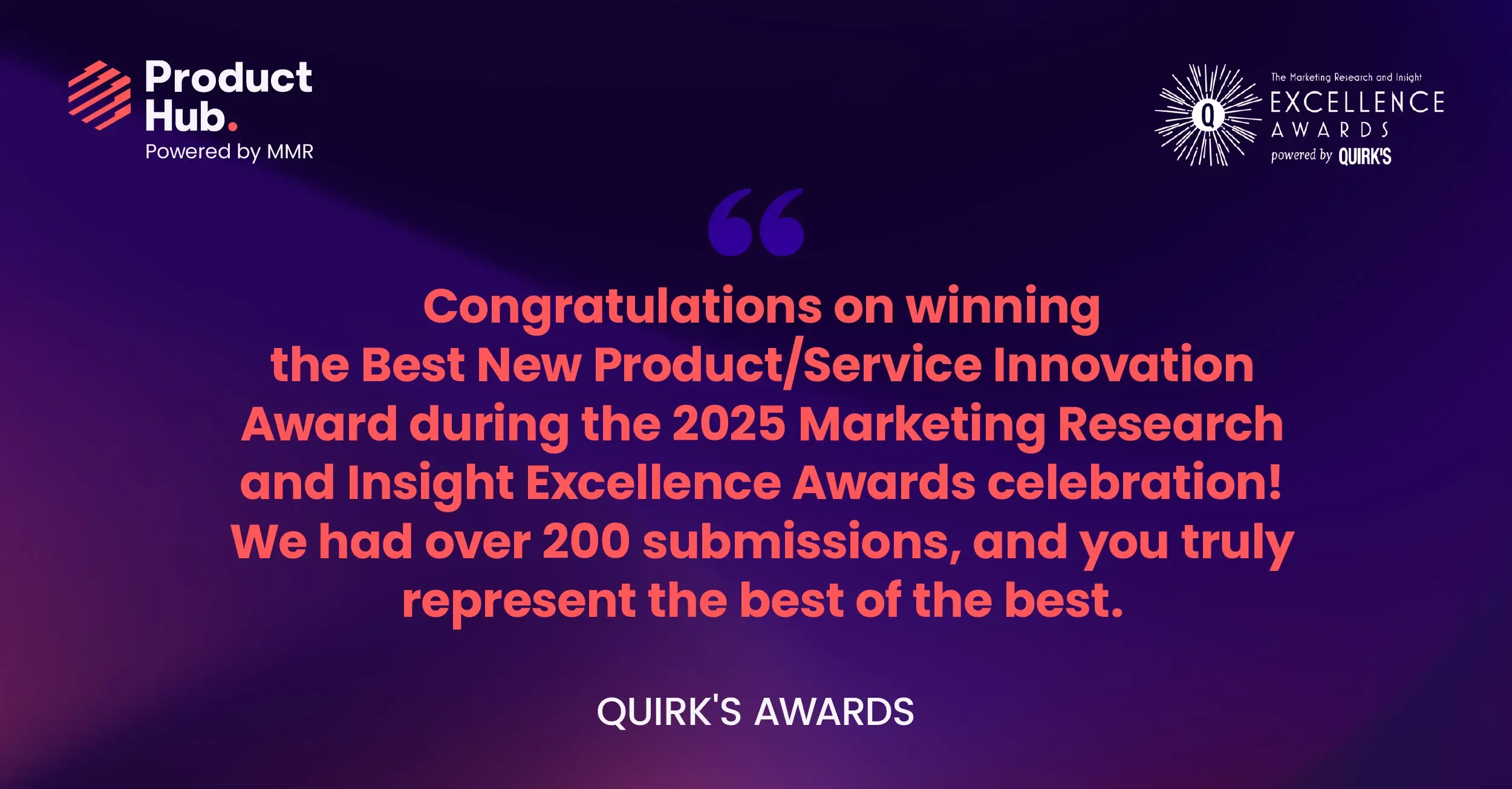 Product Hub Wins Best New Product Service Innovation at Quirks Awards 2025 2